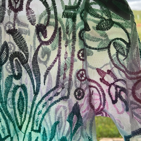 Sheer, multicolored crop top. Size L. Some stains, but still beautiful. - Picture 3 of 9